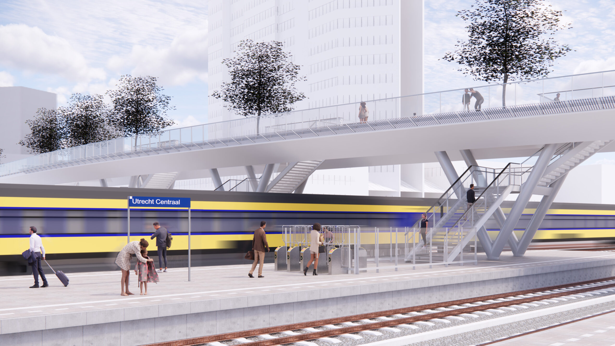 Moreelsebrug met trappen naar het spoor